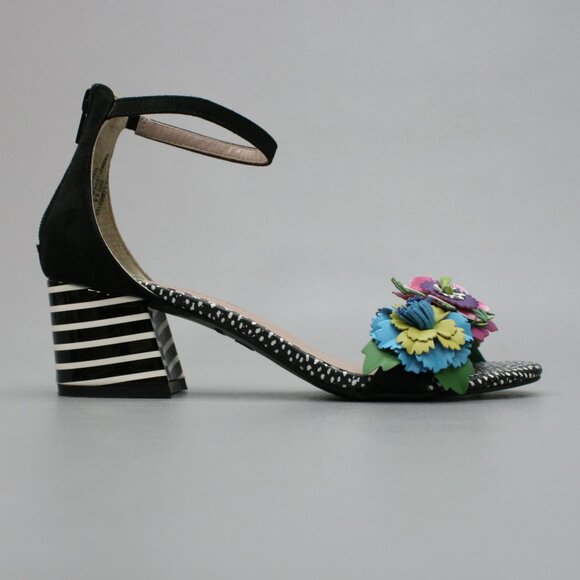 Betsey Johnson Ladies 6.5 Lore Floral Flowers Rear-zip Block Heels Sandals Shoes - Picture 4 of 12